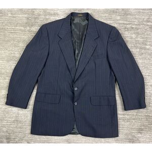 Vintage Towncraft Suit Jacket Men's 43L Blue Pinstripe 2 Button Made in Mexico